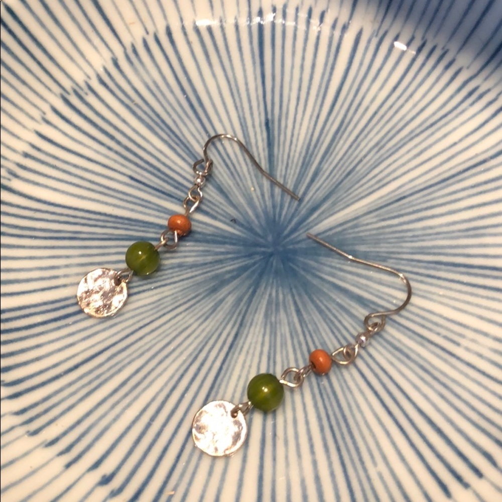 Silver and beaded drop earrings